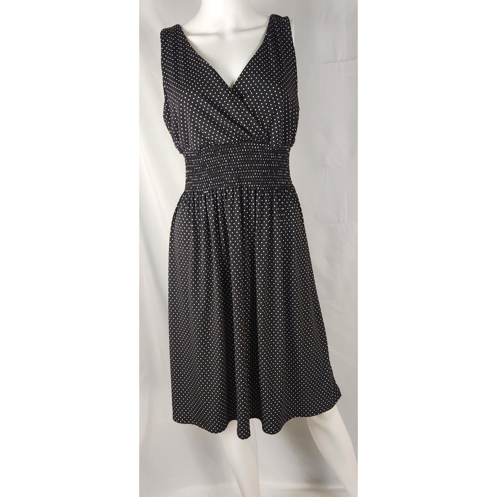 VTG Maurices Sleeveless Polkadot Classic/SlowFashion/Preppy Smock Waist L